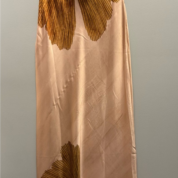 Fleur Strapless Satin Slip Dress Anthropologie Maxi Gingko Pink Brown Size M - Picture 8 of 10